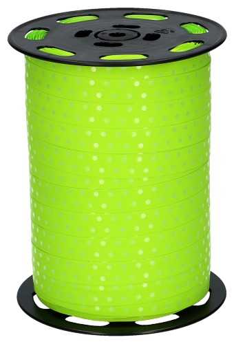 [K1010237] Krullint Dots Wit & Groen 10mm x 225 meter