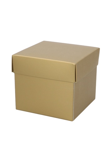 [K1360328] Kubus Kadodoosjes & Deksel Mat Goud KrabBon 10x10x9cm 500gr 25stuks