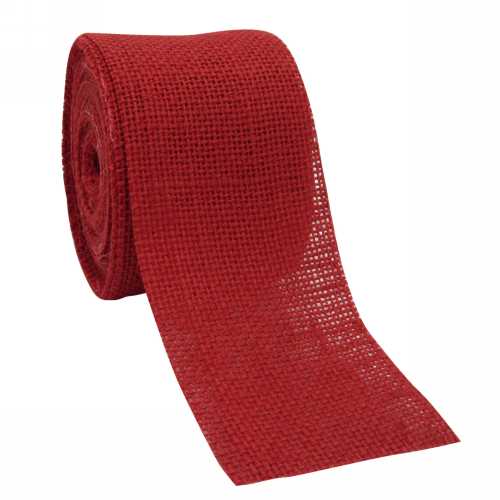 [K1390507] Geschenklint Jute Naturel Rood 70mm x 8 meter