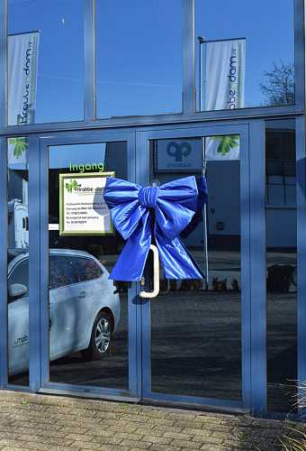 [K1290236-DEUR] Deurstrik Dubbel Blauw Lucca 77x50+40cm & Zuignap lint 25cm