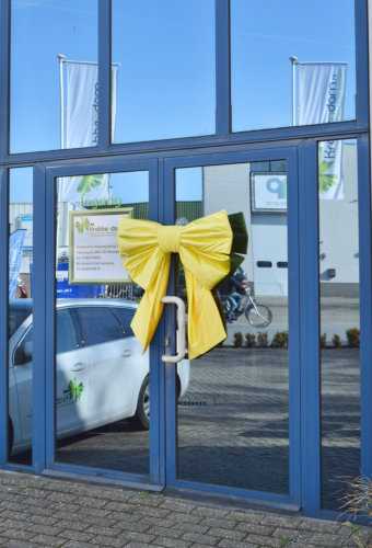 [K1290240-DEUR] Deurstrik Dubbel Geel Lucca 77x50+40cm & Zuignap lint 25cm