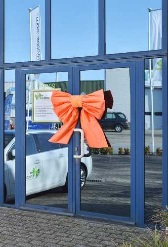 [K1290241-DEUR] Deurstrik Dubbel Oranje Lucca 77x50+40cm & Zuignap lint 25cm