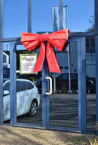 [K1290245-DEUR] Deurstrik Dubbel Rood Lucca 120x50+55cm & Zuignap lint 25cm