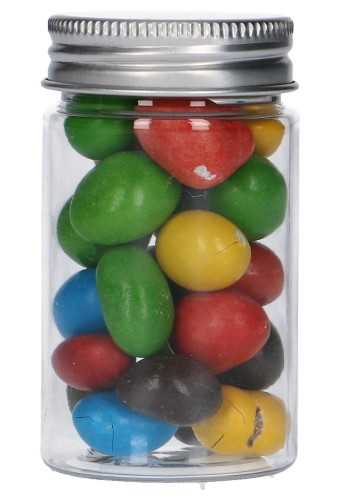 [K1590023] Plastic Potje Met Zilveren Schroefdeksel 4x7cm inhoud 60ml 6stuks