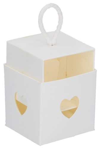 [K1271000] Kadodoos Wit Hartje Venster Kubus 300gram 5x5x5cm 10stuks