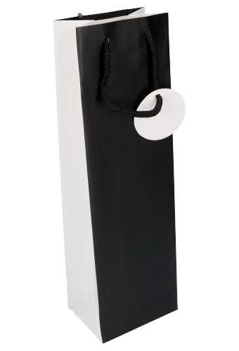 [K1170736] Wijntasjes Ibiza Mat Zwart & Wit 12x9x39cm 10stuks