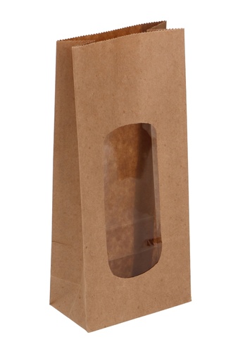 [K1240063] Blokbodemzakjes Kraft Blanco & XL Venster 9x5x20.5cm 100stuks