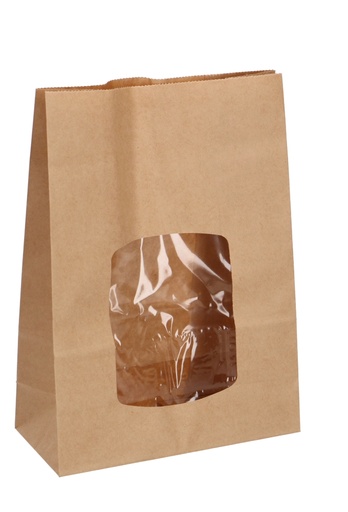 [K1240066] Blokbodemzakjes Kraft Blanco & XL Venster 16x7x20.5cm 100stuks