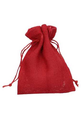[K1070656] Jutezakje Met Koord Rood Middel 12x17cm 10stuks
