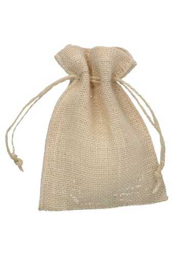 [K1070657] Jutezakje Met Koord Wit Middel 12x17cm 10stuks