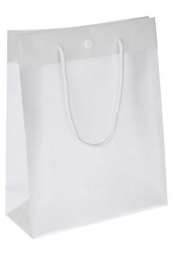 [K1110015] Kadotasje White Frosted Lesa & Drukknop 180my 20x8x25cm 25st OP IS OP