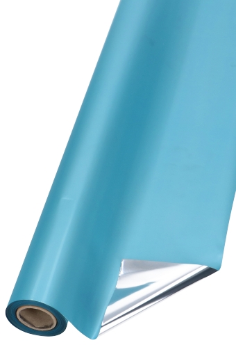 [K1080075] Kadofolie Metallic Licht Blauw & Zilver 70cm x 50meter