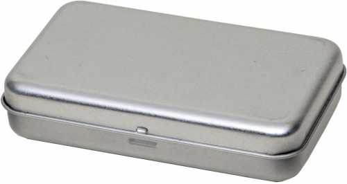 [1150035] Blikken Blanco Rechthoekig Pillendoosje 11.5x6.5x2.5cm 80stuks