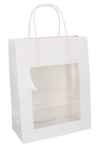 [K1110547] Kadotasjes Lenno Met Handvat & Venster Wit 22x11x28cm 12stuks