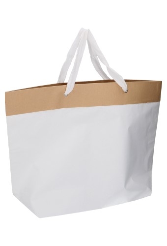 [1110546] Draagtas Papieren Balogna Wit & Kraft 45x18x45cm 50stuks