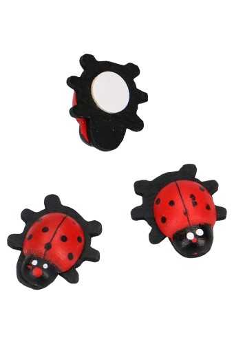[K1340370] Houten Lieveheersbeestje Met Zwart Pootjes & Plakker Rood.100stuks