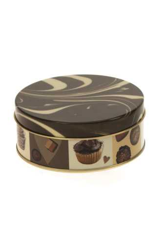 [1630108] Blikken Chocolade Mix Rond 9.5x3.8cm 24stuks