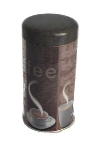 [1630177] Blikken Koffie Bus Rond 7.6x15.3cm 12stuks