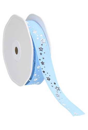 [K1390518] Kadolint Naturel Met Draad Blauw & Zilver Sterren 22mmx15m OP IS OP