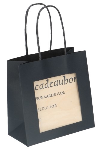 [K1010242] Kadobon Houten Plankje Met Een Zwart Kadotasje & Venster 10stuks