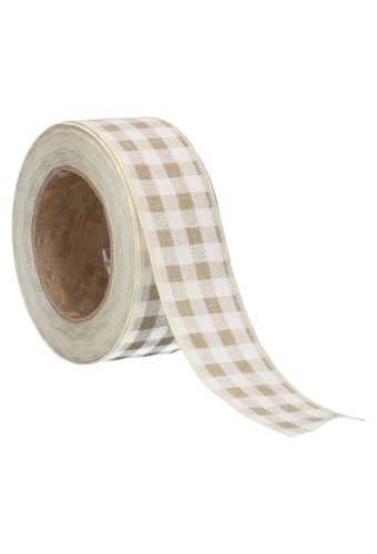 [K1390568] Kadolint Katoen Ruitje Wit & Creme 40mm x 10meter