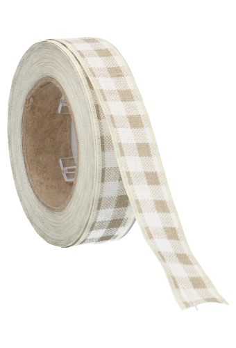 [K1390571] Kadolint Katoen Ruitje Wit & Creme 25mm x 10meter