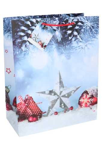 [K1330091] Kersttasjes Groot Starry Rain 26.5x13.5x32.5cm 12stuks