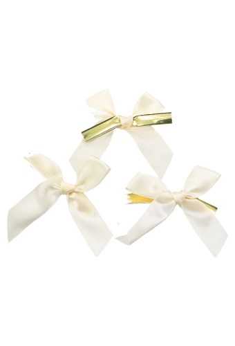 [K1420146] Strikje Satijn Champagne Met Clip 6x6cm 250stuks