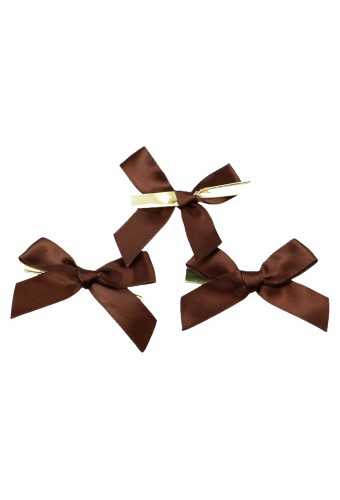 [K1420149] Strikje Satijn Bruin Met Clip 6x6cm 250stuks