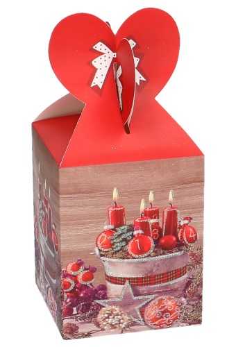 [K1230147] Geschenkdoosje Kerst Kaarsen 10x10x12.5cm 12stuks