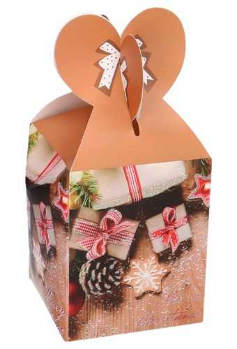 [K1230152] Geschenkdoosje Merry Christmas Beige 10x10x12.5cm 12stuks