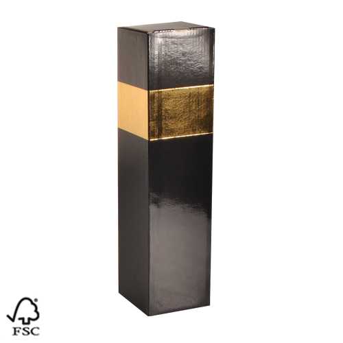 [1170804] Wijndoos 1 fles Black & Goud 8.7x8.7x36cm FSC® 50stuks
