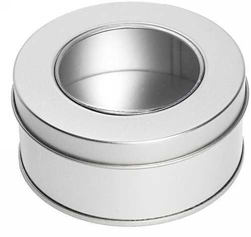 [1150139] Blikken Blanco Met Venster Rond 8.6x4cm 12stuks