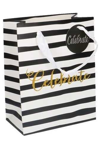 [K1110581] Kadotasjes Everyday Medium Celebrate Wit & Zwart 18x23x10cm 10stuks