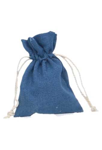 [K1070703] Kadozakjes Katoen Recycled Blauw Met Koord Klein 9x12cm 10stuks