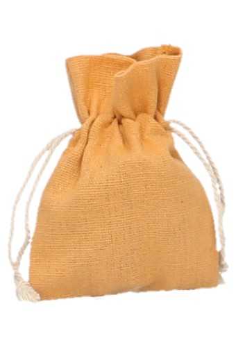 [K1070707] Kadozakjes Katoen Recycled Oker Geel Met Koord Klein 9x12cm 10stuks