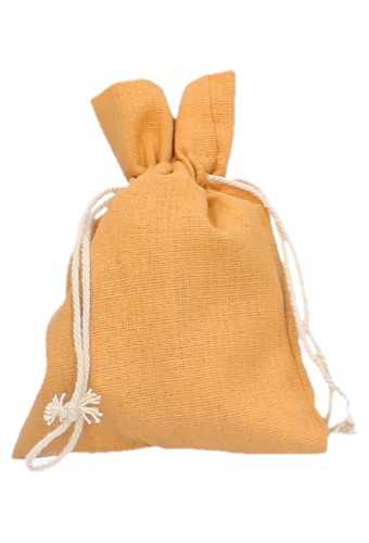 [K1070708] Kadozakjes Katoen Recycled Oker Geel Met Koord Medium 12x17cm 10stuks