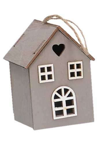 [K1340471] Decoratie Houten Huisje Naturel & Koord 6.5x7.3x9cm 1stuks