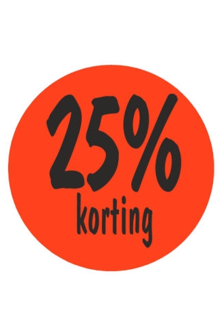 [K1210088] Etiketten 25 procent Korting Fluor Rood 3.5cm 500stuks