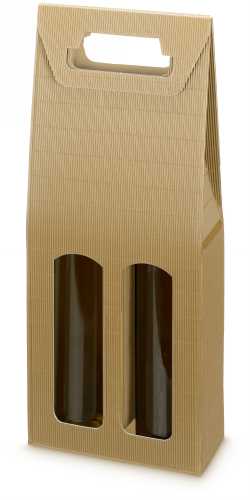 [1170100] Wijndoos Modern Naturel 38x18x9cm 2 fles 50stuks
