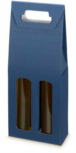 [1170102] Wijndoos Modern Blauw 38x18x9cm 2 fles 50stuks