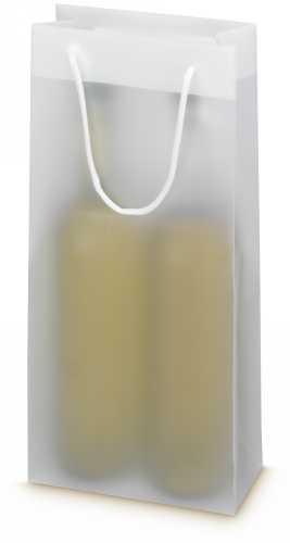 [1170228] Wijntasje 2 fles Transparant Frost 17x8.5x36cm 10stuks