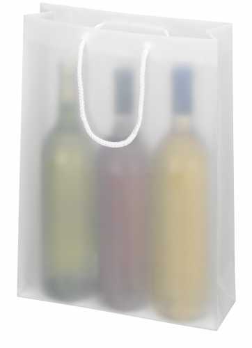 [1170236] Wijntasje 3 fles Transparant Frost 25x8.5x36cm 10stuks