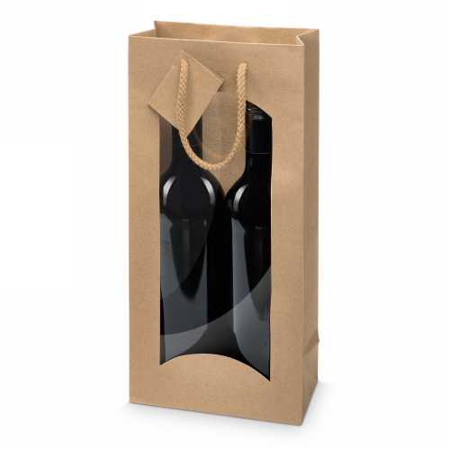 [1170576] Wijntasjes Kraft & Venster 2 Fles 17x8.5x36cm 20stuks