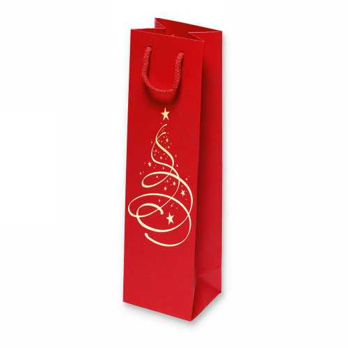 [1170584] Wijntasjes Kerstboom Rood 1 Fles 10x8.5x36cm 20stuks