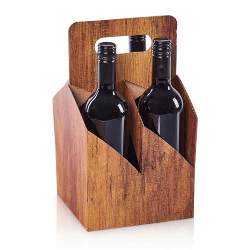 [1170764] Wijn draagdoos Timber 4 fles 0.75l 18x18x32cm 50stuks