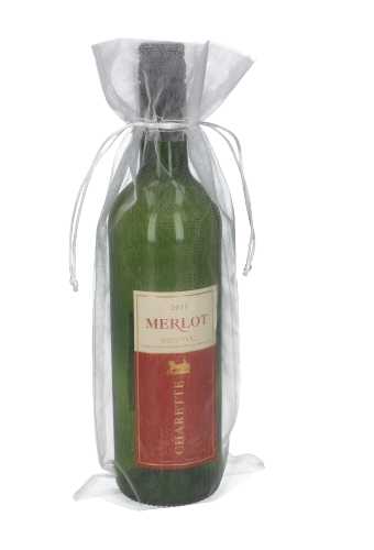 [K1170784] Wijnzak Organza Zilver 14x35cm 10stuks