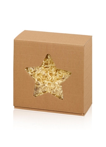 [1270719] Kadodoos Colour Rib Naturel Vierkant & Ster 20x20x10cm 25stuks