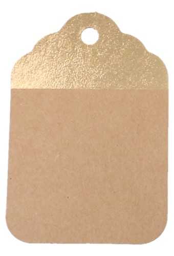 [K1020247] Kadokaartje Kraft & Goud 8.5x5.5cm Naturel Blanco 50stuks