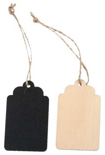 [K1020248] Kadokaartje HOUT Krijtbord Golf 6.8X4cm Blanco & Koord 36stuks